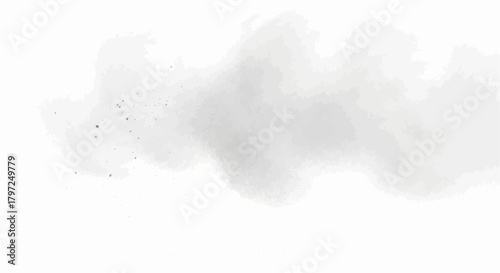 Abstract watercolor painting featuring soft gray tones and diffused shapes on a white background art piece