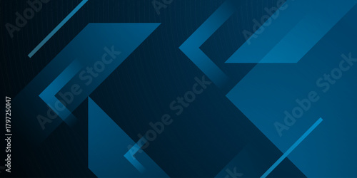 Abstract futuristic blue banner background. Overlap arrow concept pattern element design. Cool style background.