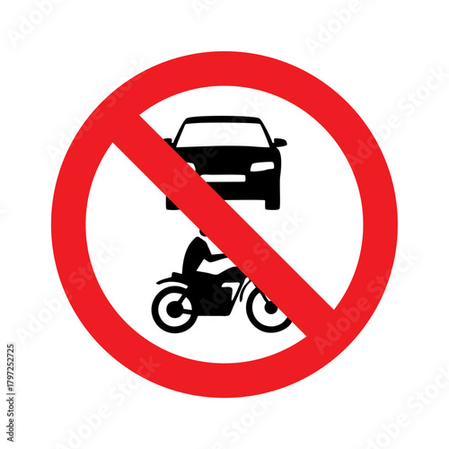 No cars and motorcycles icon vector design Prohibitory roads sign symbols