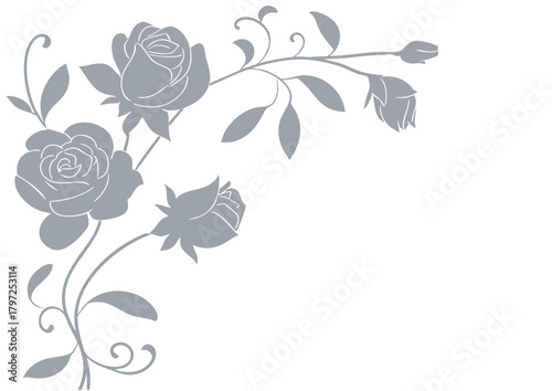 おしゃれなバラのフレーム　手描き