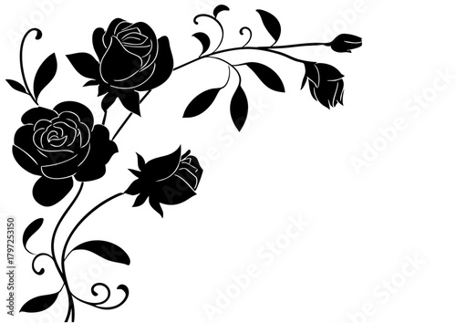 おしゃれなバラのフレーム　手描き