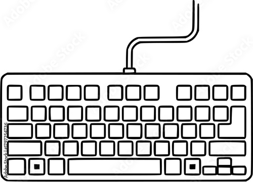 Wired Computer Keyboard Outline Icon Input Device for Typing and Data Entry Digital Accessory
