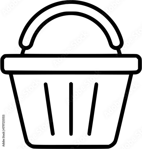Shopping basket icon with handle, simple black outline design for e-commerce and retail
