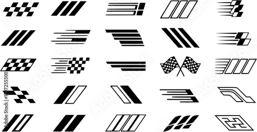 A collection of racing stripes and vehicle graphics line art vectors. Perfect for automotive, sport, and design projects.
