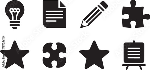 Creative business, education, idea, and task management icon set