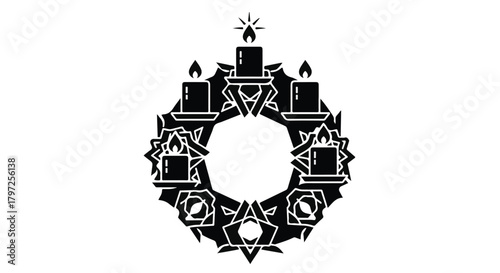 Elegant Advent wreath with burning candles, symbolizing hope and anticipation during the holiday season.