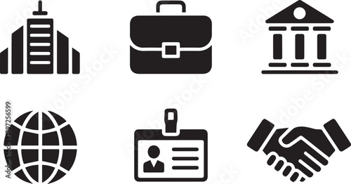 Business, corporate, global, professional vector icons collection