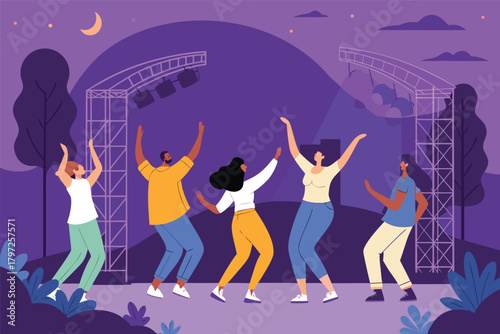 -group-of-friends-dancing-at-outdoor-music-festiva.eps