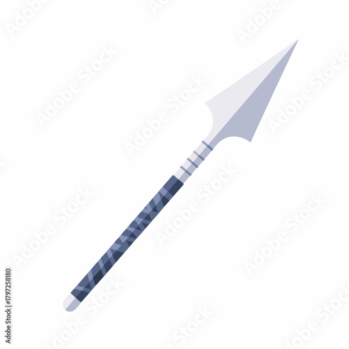 Flat Design Pointed Spear Weapon Silver Warrior Ancient Armory Illustration
