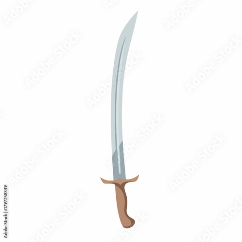 Simple Flat Illustration of a Curved Scimitar Sword Weapon Equipment