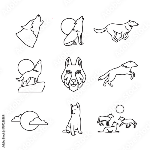 Animals thin line vector icons.