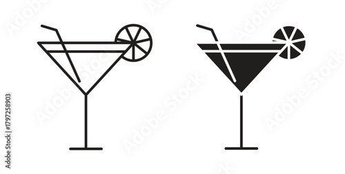 Citrus Glass icon with glyph and line. black vector icons for Web UI