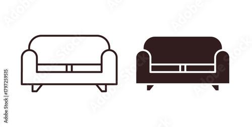 Couch icon with glyph and line. black vector icons for Web UI