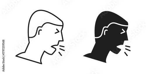 Cough icon with glyph and line. black vector icons for Web UI