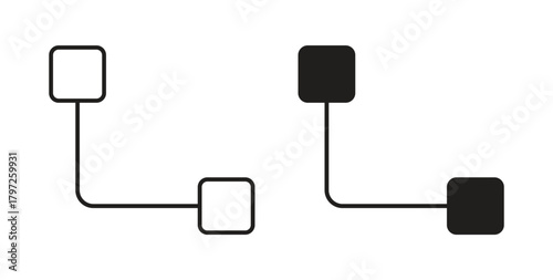 Diagram nested icon with glyph and line. black vector icons for Web UI