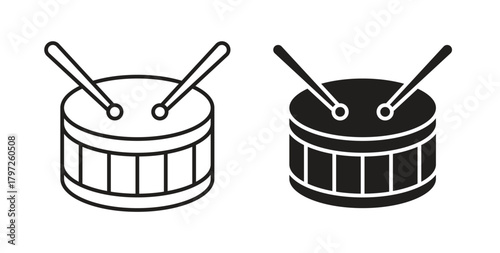 Drum icon with glyph and line. black vector icons for Web UI