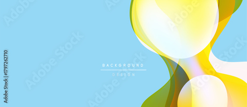 Abstract vector design. Smooth curves, vibrant colors, light blue backdrop. Modern aesthetic, flowing shapes create dynamic composition.