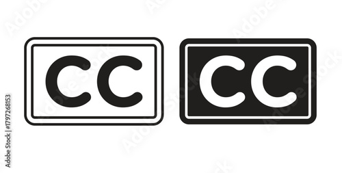 Closed caption icon concept set. Simple icon collection