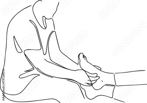 Continuous One Line Drawing of a Pedicure Session
