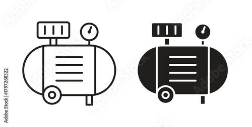 Compressor icon concept set. Simple icon collection