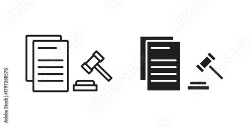Court decision icon concept set. Simple icon collection