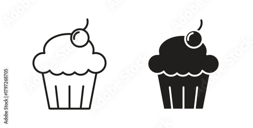 Cupcake icon concept set. Simple icon collection