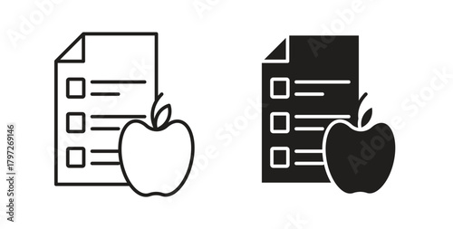 Diet plan icon concept set. Simple icon collection