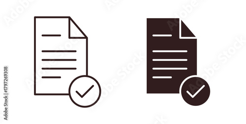 Document accepted icon concept set. Simple icon collection