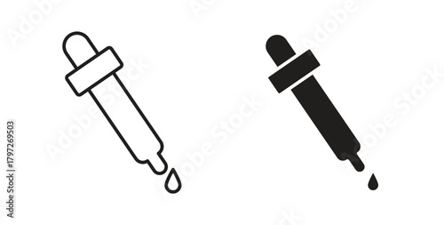 Dropper pipette icon concept set. Simple icon collection