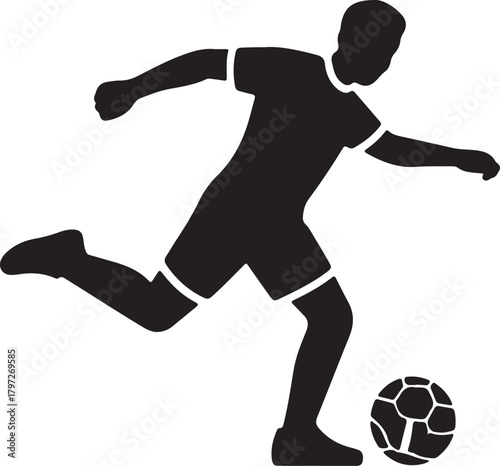 Person kicking soccer ball silhouette icon