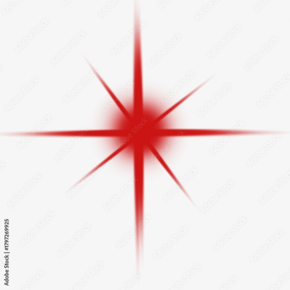 Fototapeta premium Radiant Red Starburst Flare on PNG transparent background