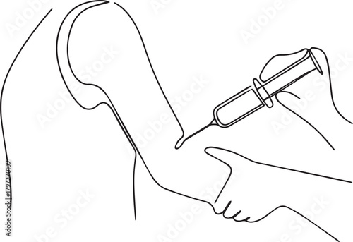 Continuous One Line Drawing of Vaccination
