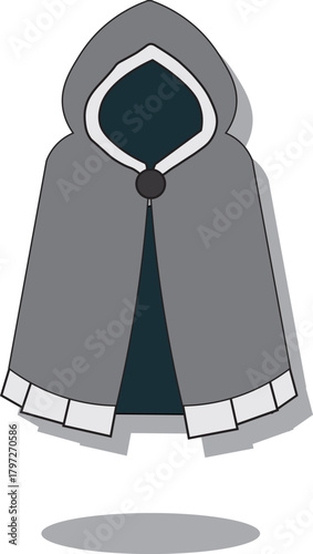 Mysterious hooded cloak or robe flat vector illustration