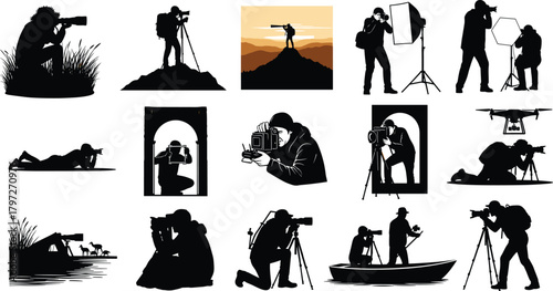photographer, camera, silhouette, tripod, drone, studio, nature, mountain, sunset, pose, action, landscape, urban, scenic, capture