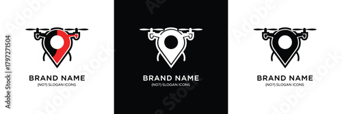 Three sleek logos with drone and motorcycle motifs, ideal for tech, delivery, or automotive brand identities. Black and white designs.