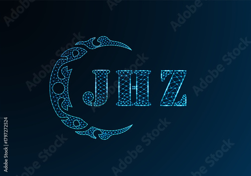 Low poly letter logo JHY design. JHY letter logo low poly vector design on blue color gradient background. JHY logo low poly design