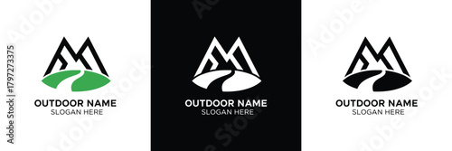 Three mountain-themed logos featuring different color schemes, ideal for outdoor brands, adventure companies, or nature-related businesses.