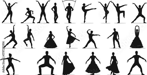 dance, dancer, silhouette, movement, pose, choreography, elegance, rhythm, style, grace, jump, spin, expression, performance, costume