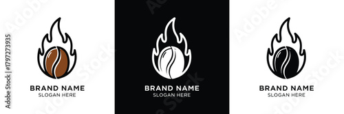 Three logos featuring flame designs with basketball, baseball, and soccer ball for brand identity. Black background.