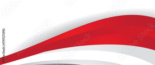 Abstract background with red and white waves, Indonesian flag