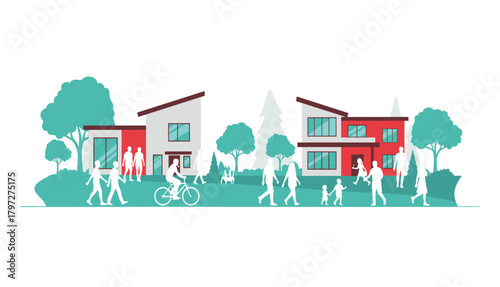 Silhouette of a group of diverse people standing together in a row, teamwork concept, community unity, crowd illustration, human figures, social diversity scene