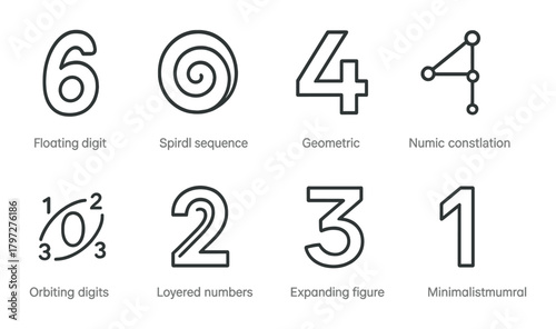 Abstract numeric designs with geometric and minimalist elements