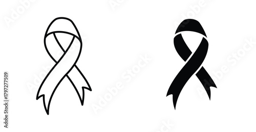 Cancer ribbon icon. Line with editable stroke and flat for Web