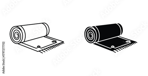 Carpet roll icon. Line with editable stroke and flat for Web