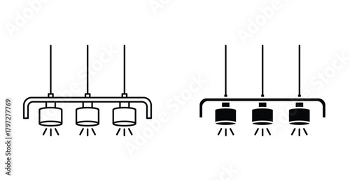Chandelier icon. Line with editable stroke and flat for Web