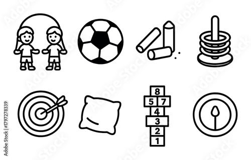 Collection of classic children's playground games icons