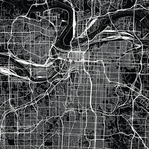 Kansas City City Map the grid s precise geometry unfolds in subtle monochrome hues echoing the nuanced tones of a well crafted blueprint, emphasizing refined linework, with balanced composition.