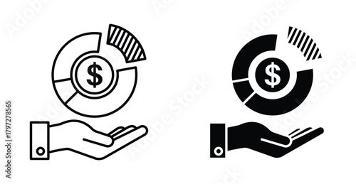 Contribution icon. Line with editable stroke and flat for Web