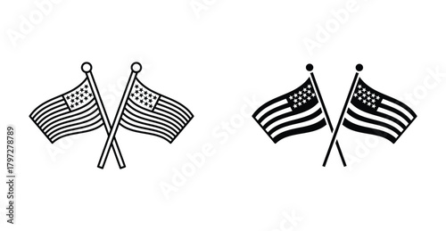 Crossed american flags icon