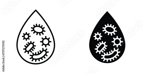 Dirty water drop icon. Line with editable stroke and flat for Web